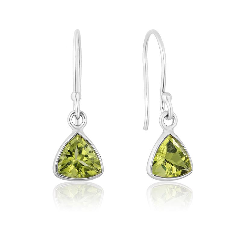 Peridot Trillion Cut Drop Earrings